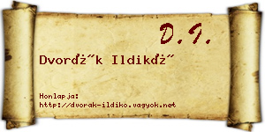 Dvorák Ildikó névjegykártya